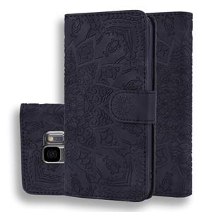 huismerk Calf Pattern Double Folding Design Embossed Leather Case with Wallet & Holder & Card Slots for Galaxy S9(Black)