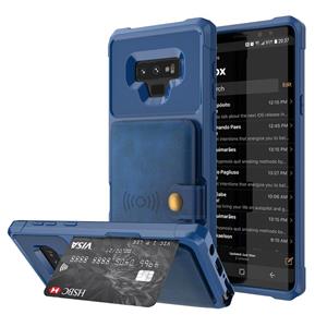 huismerk Voor Samsung Galaxy Note9 Magnetische Portemonnee Kaarttas Lederen Telefoonhoes (Navy Blue)