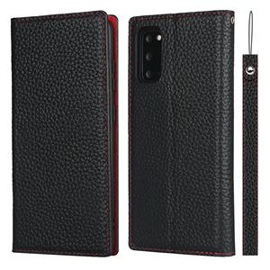 huismerk Voor Samsung Galaxy S20 Litchi Textuur Horizontale Flip Top Laag Koeienhuid Lederen Case met Houder & Kaart Slots & Portemonnee & Strap & Wire Winder