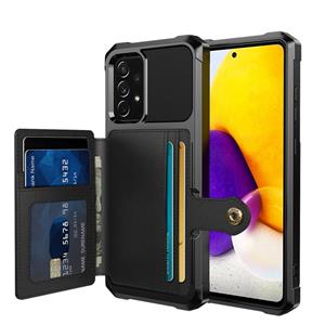 huismerk Voor Samsung Galaxy A72 5G / 4G Magnetische Portemonnee Kaarttas Lederen Telefoonhoes (Zwart)