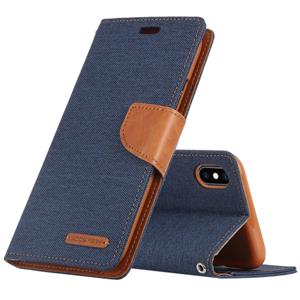 MERCURY GOOSPERY CANVAS dagboek Denim textuur horizontale Flip lederen hoes voor iPhone XS / X met houder & kaartsleuven & portemonnee (donkerblauw)