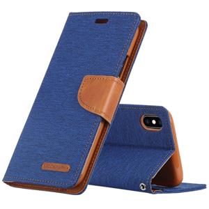 huismerk KWIK GOOSPERY CANVAS dagboek denim textuur horizontale Flip lederen case voor iPhone XS/X met houder & kaartsleuven & portemonnee (blauw)