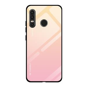 Huismerk For Huawei P30 Lite Gradient Color Glass Case(Yellow)