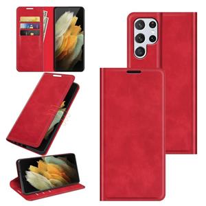 huismerk Voor Samsung Galaxy S22 Ultra 5G Retro-Skin Business Magnetische Zuigleer Case Met Houder & Card Slots & Portemonnee