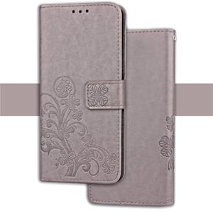 Huismerk Reliëf patroon PU + TPU horizontale Flip lederen case voor iPhone XR met houder & kaartsleuven & portemonnee (grijs)