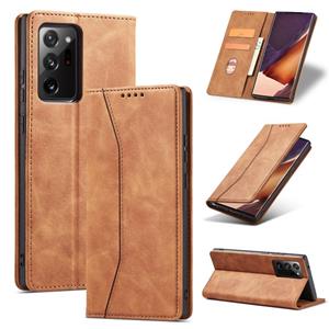 huismerk Voor Samsung Galaxy Note20 Ultra Skin-Feel Calfskin Texture Magnetische Dual-Fold Horizontale Flip Lederen Case met Houder & Card Slots & Portemonnee