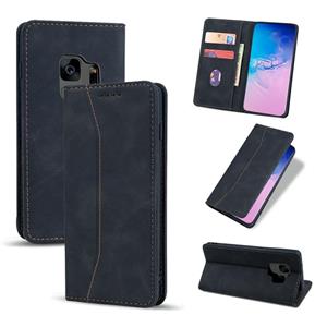 huismerk Voor Samsung Galaxy S9 Skin-feel Calfskin Texture Magnetische Dual-Fold Horizontale Flip Lederen Hoesje met Houder & Kaart Slots &Portemonnee (Zwart)