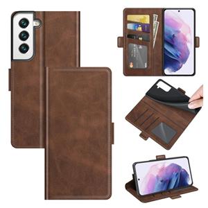 huismerk Voor Samsung Galaxy S22 + 5G Dual-Side Magnetic Buckle Horizontale Flip Lederen Case met Houder & Card Slots & Portemonnee (Bruin)