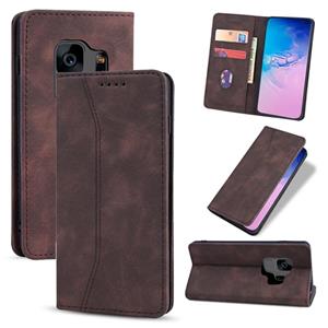 huismerk Voor Samsung Galaxy S9 Huid-gevoel Kalfshuid Textuur Magnetische Dual-Fold Horizontale Flip Lederen Hoesje met Houder & Kaart Slots &Portemonnee (Koff