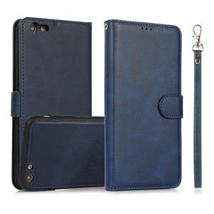 huismerk Calf Texture 2 in 1 Detachable Magnetic Back Cover Horizontal Flip Leather Case with Holder & Card Slots & Wallet & Photo Frame For iPhone 6s / 6(Blue