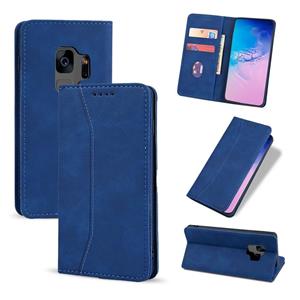 huismerk Voor Samsung Galaxy S9 Skin-Feel Calfskin Texture Magnetische Dual-Fold Horizontale Flip Lederen Case met Houder & Card Slots & Portemonnee