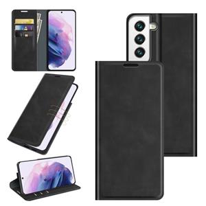 huismerk Voor Samsung Galaxy S22 + 5G Retro-Skin Business Magnetische Zuigleer Case met Houder & Card Slots & Portemonnee (Zwart)