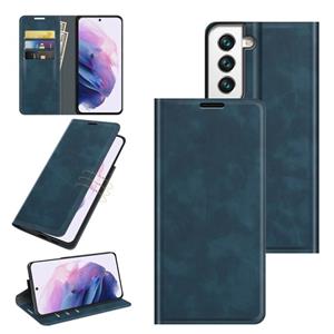 huismerk Voor Samsung Galaxy S22 + 5G Retro-Skin Business Magnetische Zuigleer Case met Houder & Card Slots & Portemonnee (Donkerblauw)