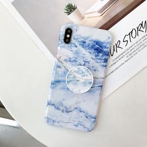 huismerk Marmer anti-drop TPU bescherming achtercover voor iPhone XS Max met opvouwbare houder (Z5)