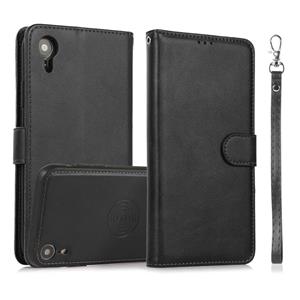 huismerk Calf Texture 2 in 1 Detachable Magnetic Back Cover Horizontal Flip Leather Case with Holder & Card Slots & Wallet & Photo Frame For iPhone XR(Black)