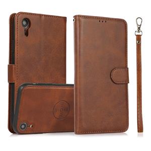 huismerk Calf Texture 2 in 1 Detachable Magnetic Back Cover Horizontal Flip Leather Case with Holder & Card Slots & Wallet & Photo Frame For iPhone XR(Brown)