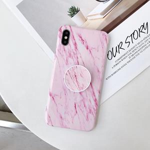 huismerk Marmer anti-drop TPU bescherming achtercover voor iPhone XS Max met opvouwbare houder (Z21)