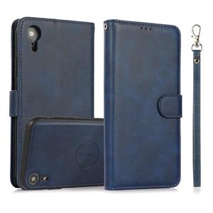 huismerk Calf Texture 2 in 1 Detachable Magnetic Back Cover Horizontal Flip Leather Case with Holder & Card Slots & Wallet & Photo Frame For iPhone XR(Blue)