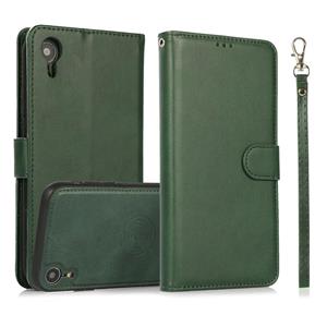 huismerk Calf Texture 2 in 1 Detachable Magnetic Back Cover Horizontal Flip Leather Case with Holder & Card Slots & Wallet & Photo Frame For iPhone XR (Green)