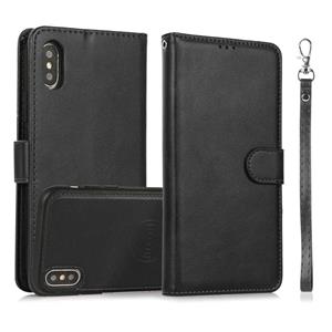 huismerk Calf Texture 2 in 1 Detachable Magnetic Back Cover Horizontal Flip Leather Case with Holder & Card Slots & Wallet & Photo Frame For iPhone XS Max(Blac