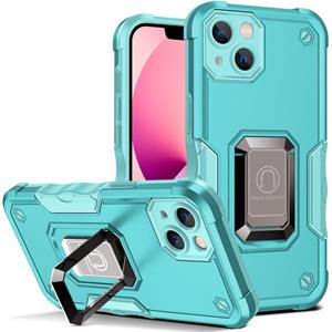 huismerk Ringhouder Antislip Armor Telefoon Case voor iPhone 13 (Mint Green)