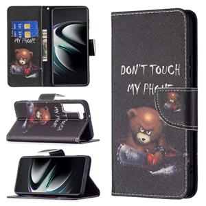 huismerk Voor Samsung Galaxy S22 + 5G Gekleurde Tekening Patroon Horizontale Flip Telefoon Lederen Case met Houder & Card Slots & Portemonnee (Beer)