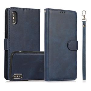 huismerk Calf Texture 2 in 1 Detachable Magnetic Back Cover Horizontal Flip Leather Case with Holder & Card Slots & Wallet & Photo Frame For iPhone XS Max(Blue