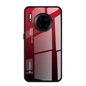 Huismerk Voor Huawei Mate 30 Pro Gradient Color Glass Case (Rood)
