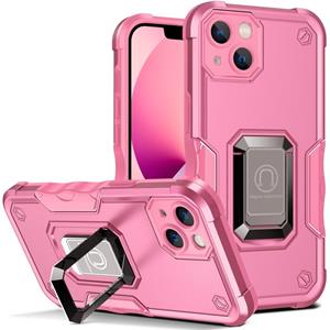 huismerk Ringhouder Antislip Armor Phone Case voor iPhone 13 (Pink)