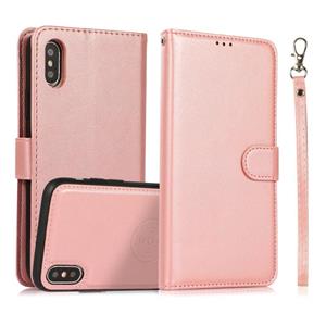 huismerk Calf Texture 2 in 1 Detachable Magnetic Back Cover Horizontal Flip Leather Case with Holder & Card Slots & Wallet & Photo Frame For iPhone XS Max(Rose