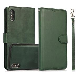 huismerk Calf Texture 2 in 1 Detachable Magnetic Back Cover Horizontal Flip Leather Case with Holder & Card Slots & Wallet & Photo Frame For iPhone XS Max (Gre