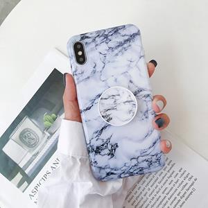 huismerk Marmer anti-drop TPU bescherming achtercover voor iPhone XS Max met opvouwbare houder (Z3)