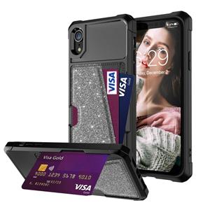 huismerk Glitter Magnetische kaarttas Telefooncase voor iPhone XR