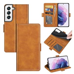 huismerk Voor Samsung Galaxy S22 5G Dual-Side Magnetic Buckle Horizontale Flip Lederen Case met Houder & Card Slots & Portemonnee (Geel)