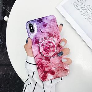 huismerk Marmer anti-drop TPU bescherming achtercover voor iPhone XS Max met opvouwbare houder (Z11-)