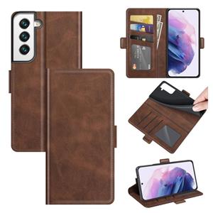 huismerk Voor Samsung Galaxy S22 5G Dual-Side Magnetic Buckle Horizontale Flip Leren Case met Houder & Card Slots & Portemonnee (Bruin)