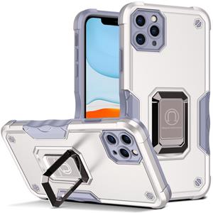 huismerk Ringhouder Antislip Armor Telefoon Case voor iPhone 13 Pro (White)