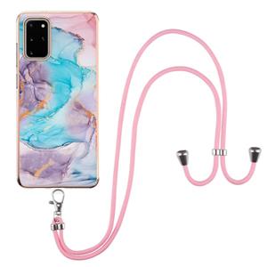 huismerk Voor Samsung Galaxy S20 + Electroplating Pattern IMD TPU Shockproof Case met Neck Lanyard (Milky Way Blue Marble)