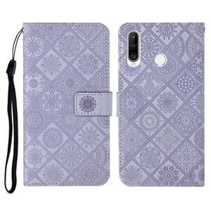 Huismerk Voor Huawei P30 lite Ethnic Style Embossed Pattern Horizontal Flip Leather Case met Holder & Card Slots & Wallet & Lanyard(Purple)