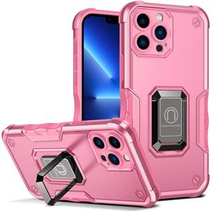 huismerk Ringhouder Antislip Armor Telefoonhoesje voor iPhone 13 Pro (Pink)