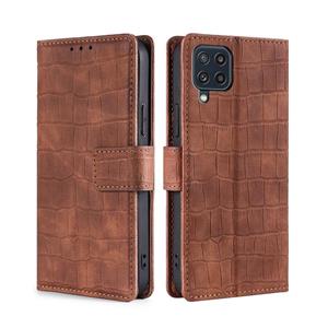 huismerk Voor Samsung Galaxy M32 Skin Feel Crocodile Texture Magnetische Sluiting Horizontale Flip PU Lederen Case met Houder & Card Slots & Portemonnee (Bruin