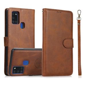 huismerk For Samsung Galaxy A21s Calf Texture 2 in 1 Detachable Magnetic Back Cover Horizontal Flip Leather Case with Holder & Card Slots & Wallet & Photo Fram