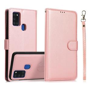 huismerk For Samsung Galaxy A21s Calf Texture 2 in 1 Detachable Magnetic Back Cover Horizontal Flip Leather Case with Holder & Card Slots & Wallet & Photo Fram