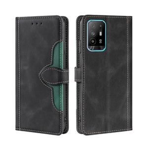 huismerk Voor Oppo A94 5G / F19 PRO + / RENO 5Z Huid Feel Stro Hat Magnetische Gesp Lederen Telefoonhoes (Zwart)