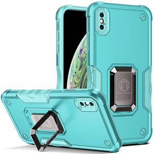 huismerk Ringhouder Antislip Armor Phone Case voor iPhone XR (Mint Green)