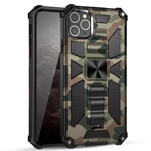 huismerk Camouflage Armor Shockproof TPU + PC Magnetic Protective Case met houder voor iPhone 12 mini (Army Green)