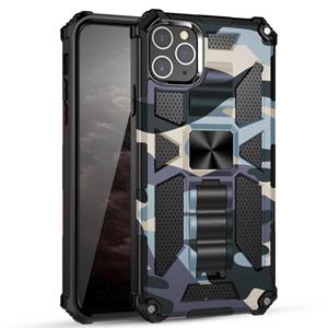 huismerk Camouflage Armor Shockproof TPU + PC Magnetic Protective Case met houder voor iPhone 12 mini (Baby Blue)