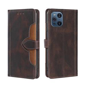 huismerk Voor Oppo Vinden X3 / X3 Pro Skin Feel Stro Hat Magnetische Gesp Lederen Telefoonhoes (Brown)