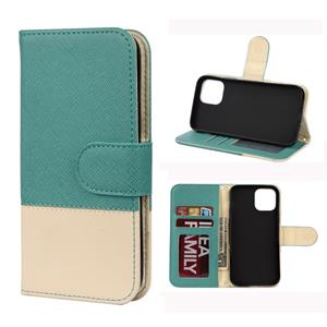 huismerk Voor iPhone 12 Splicing Color Horizontale Flip Lederen case met Holder & Photo Frame & Card Slots & Wallet(Groen)