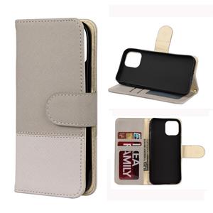 huismerk Voor iPhone 12 mini Splicing Color Horizontale Flip Lederen case met Holder & Photo Frame & Card Slots & Wallet(Grijs)